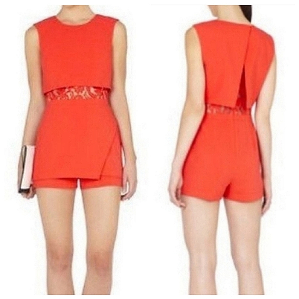 BCBGMaxAzria Larsen Poppy Layered Lace Cutout Romper Size 0 🔥